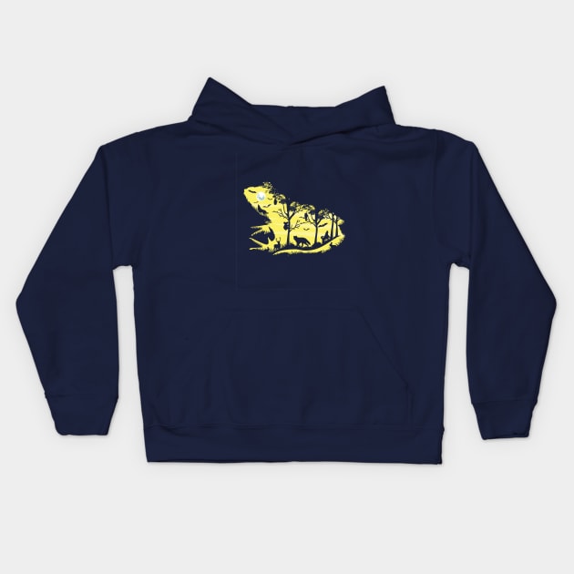 Frog Scene Kids Hoodie by hbwdesigns